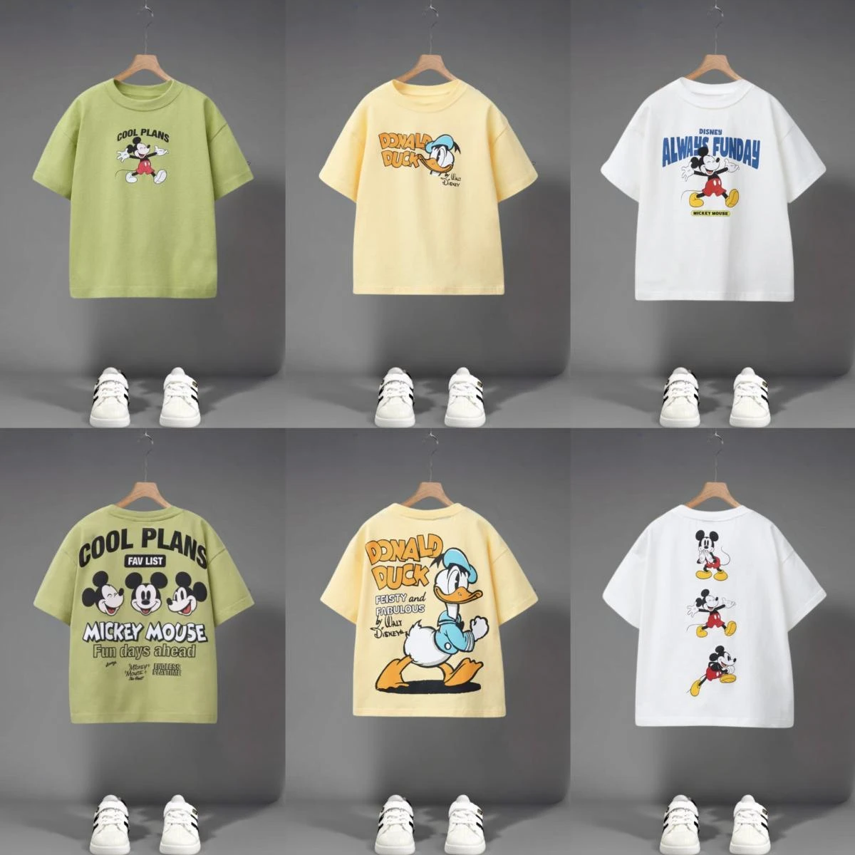 Dubbelzijdig Print Mickey T-shirt Zomerkleding Kinderen Cartoon Tees Korte mouwen Tops Baby Jongens Kleding Mode T-shirts