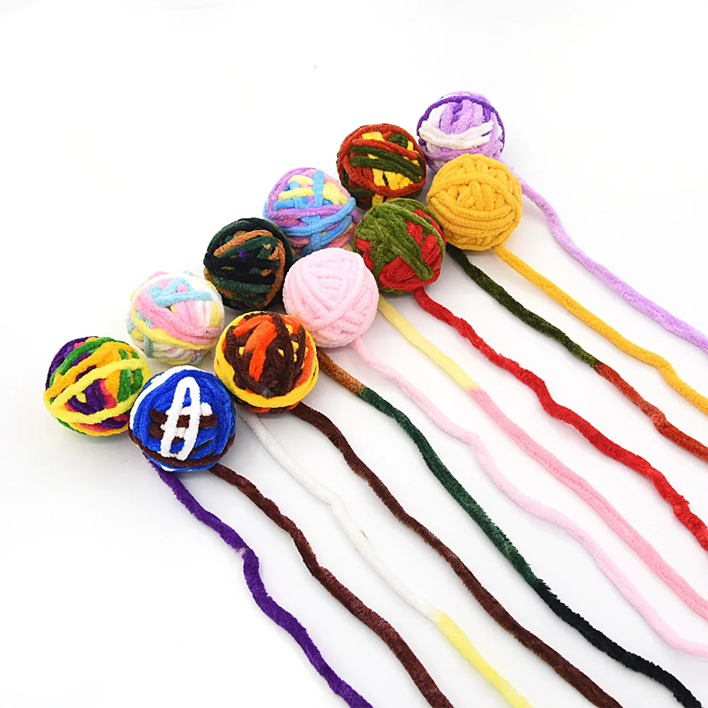 Funny Cat Toys Colorful Yarn Balls With Bell Sounding Interactive Chewing Toys For Kittens Stuffed chase Toys Ball pet Supplies