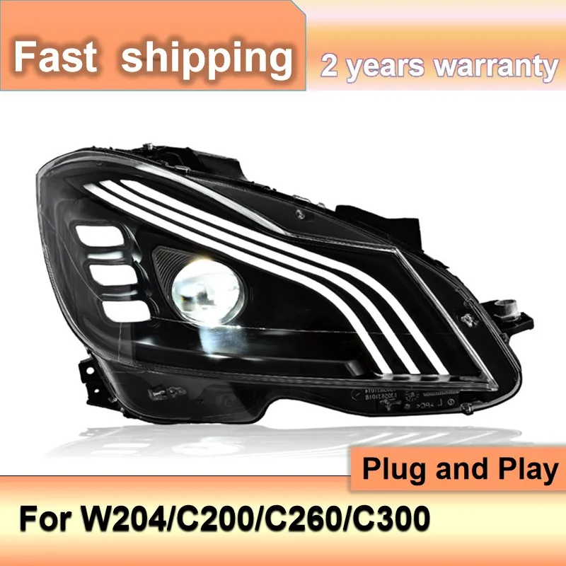 اكسسوارات السيارات لبنز W204 المصباح 2007-2010 مرسيدس C فئة المصباح C200 C260 C300 DRL بدوره إشارة عالية شعاع #2