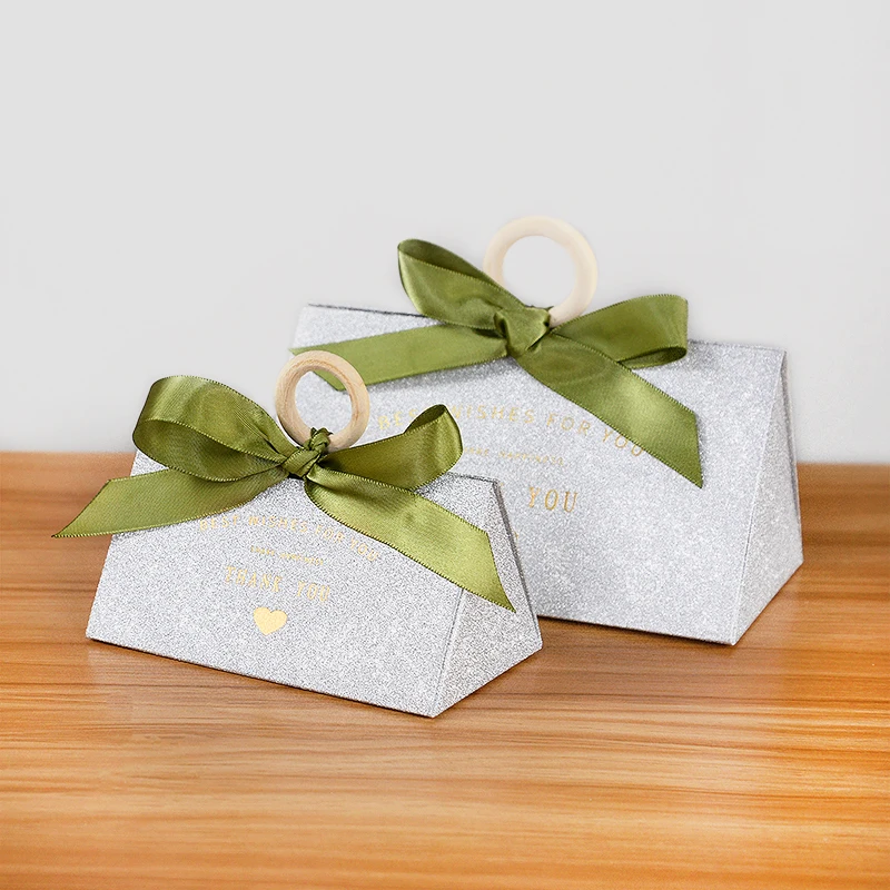 

5pcs Triangle Shape Paper Gift Box Thank You Folding Candy Cookie Biscuit Gift Packaging Boxes Wedding Party Favors Bag Supplies