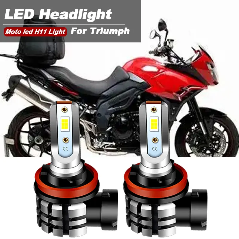 2 шт. для Triumph Tiger 1050 2007-2011 мотоцикла H11 H8 H9 светодиодные лампы для фар дальнего и ближнего света 9600lm 6000k белый Canbus