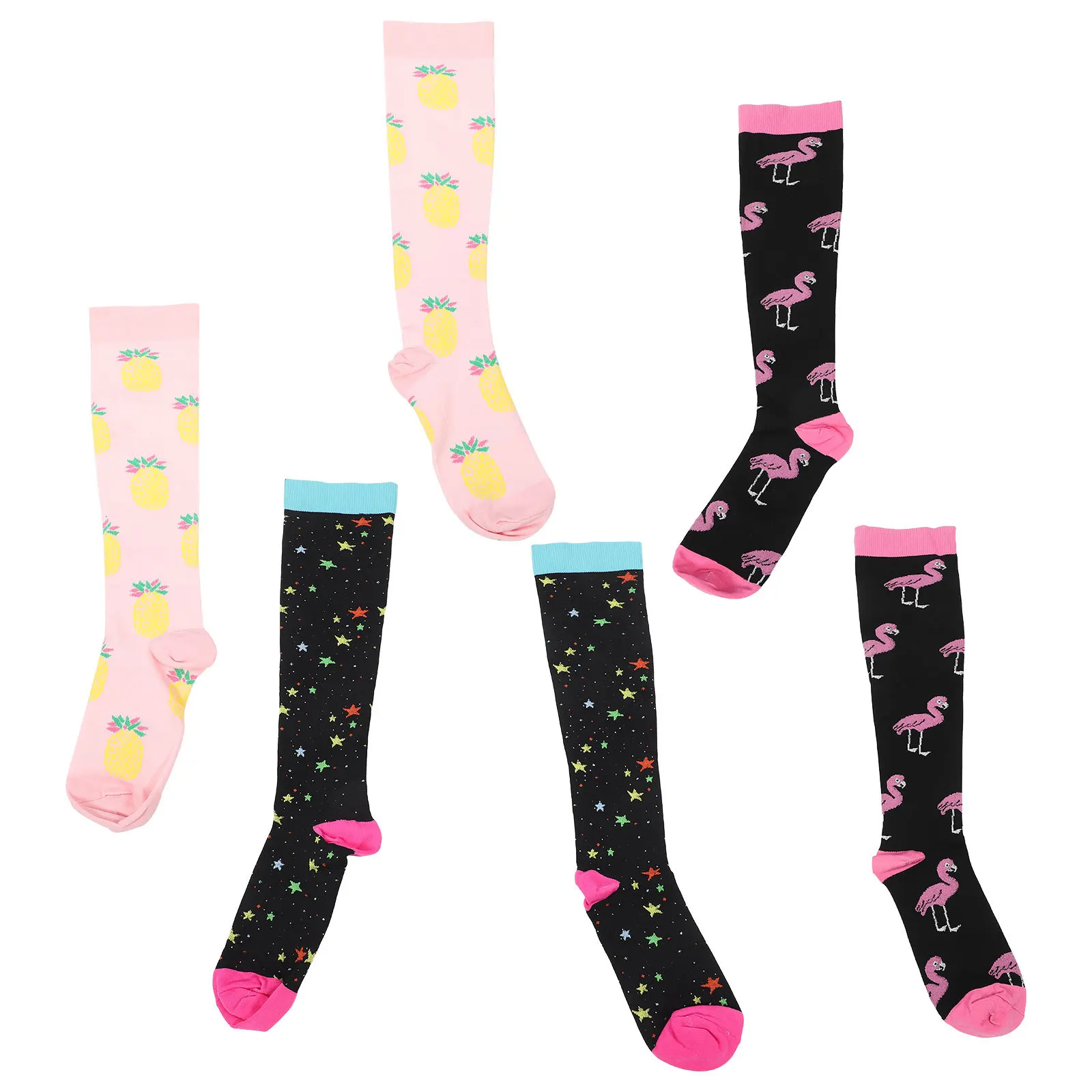 3Pairs Elastic Compression Socks Sweat Absorbing Anti Friction Long Tube Socks for Jogging Climbing Camping Men Women