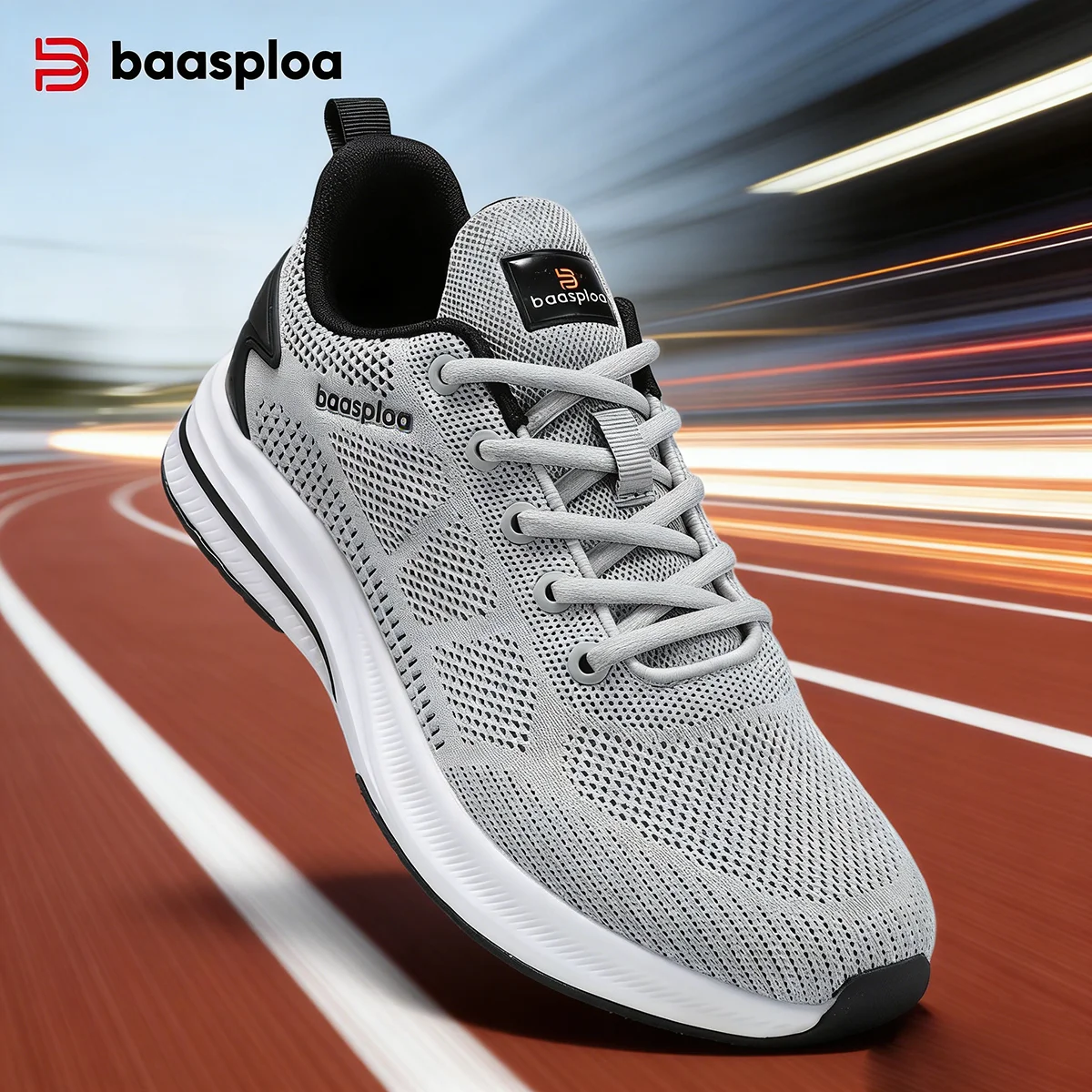 Baasploa Men Running Shoes Brand Male Designer Mesh Casual Sneakers Lightweight Lace-Up New Male Outdoor Sports Tennis Shoe