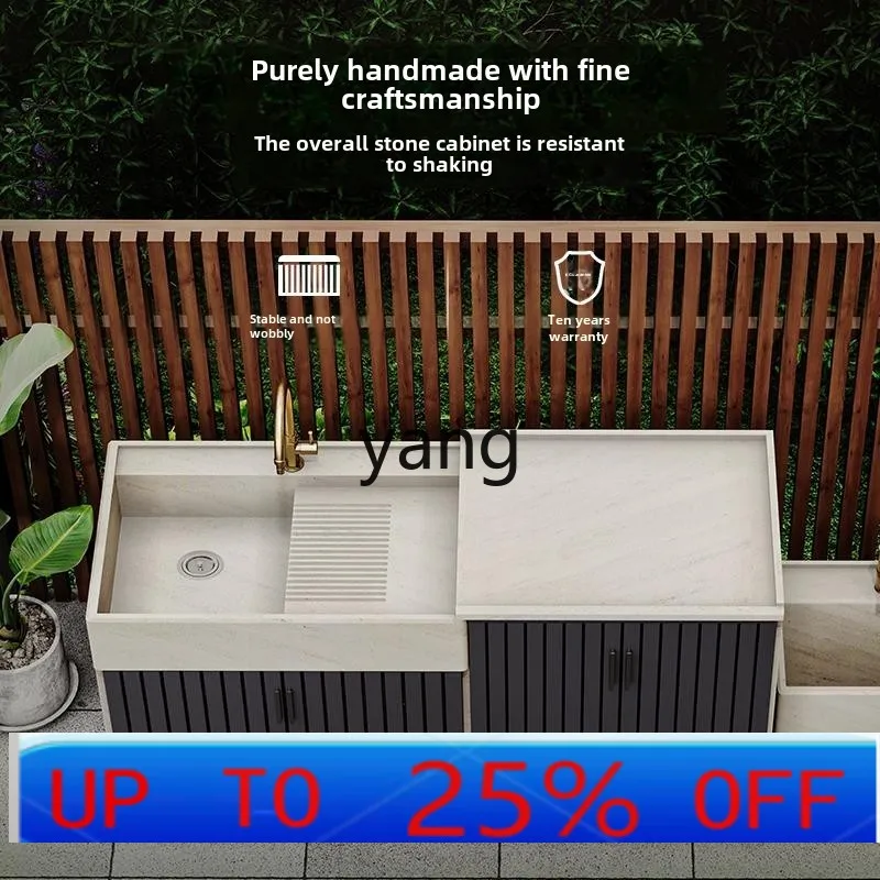 

LH outdoor marble washing machine cabinet integrated balcony household laundry pool basin
