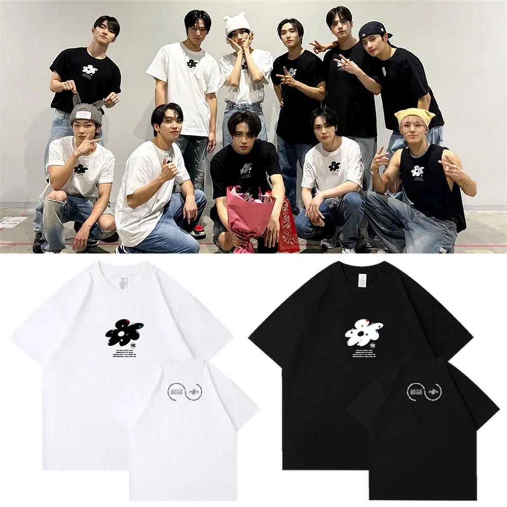 KPOP THE BOYZ Round Neck Loose Short Sleeve World Tour T-shirt Kevin Juyeon SangYeon JuHakNyeon New Jacob HyunJae YoungHoon