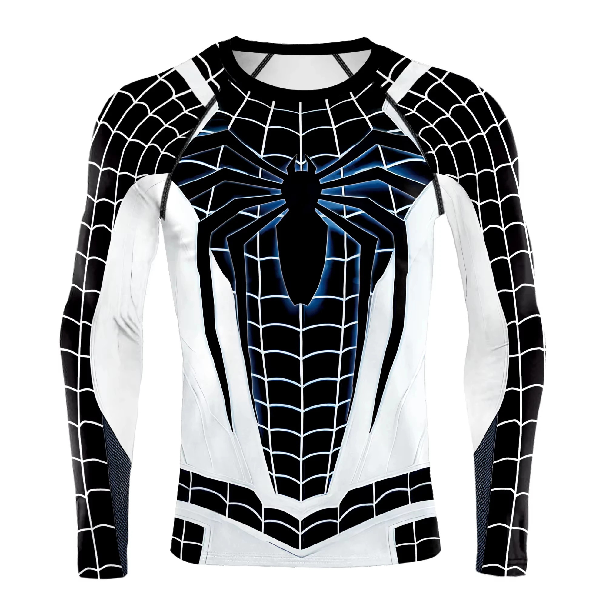 Compression Shirts For Men Long Sleeve Spider Cosplay T-Shirt Top Elastic Fitness Sportwear Halloween