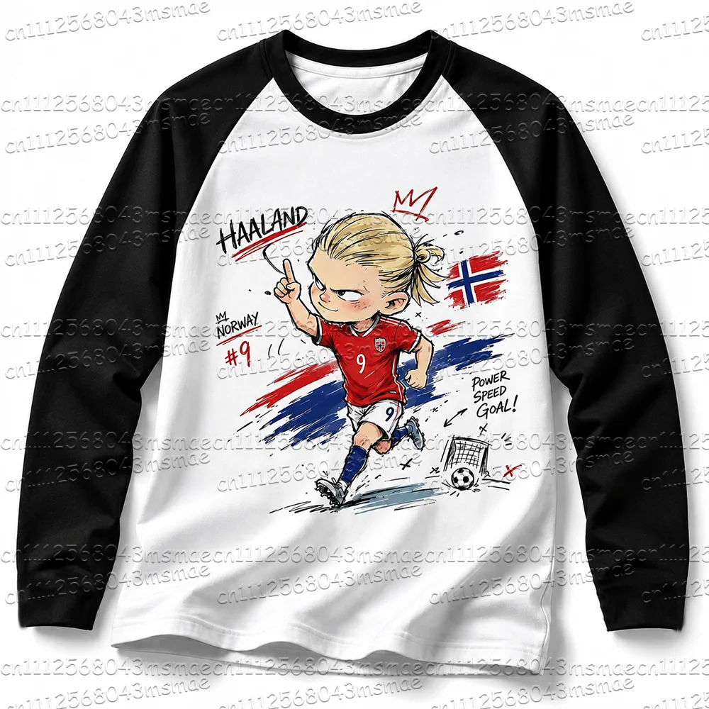 2026 New Children's Adult Cartoon Football Player Printed Long Sleeve T-shirt Top Football Star Short Sleeve Fan Top