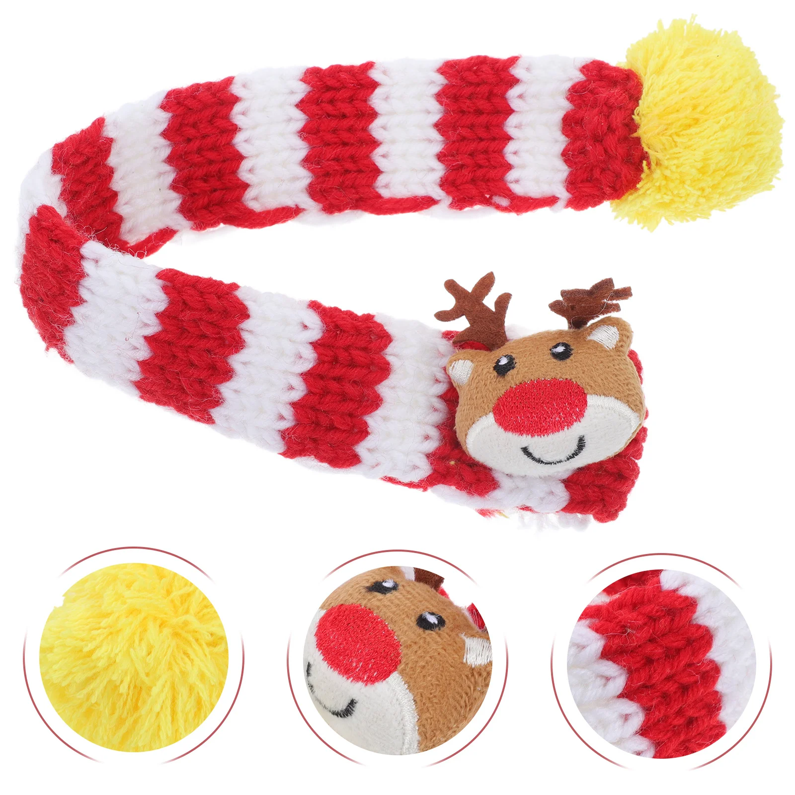 

Christmas Pet Scarf for Cats and Dogs Soft Knitted Pompom Decorative Holiday Accessory Festive Winter Party Wear