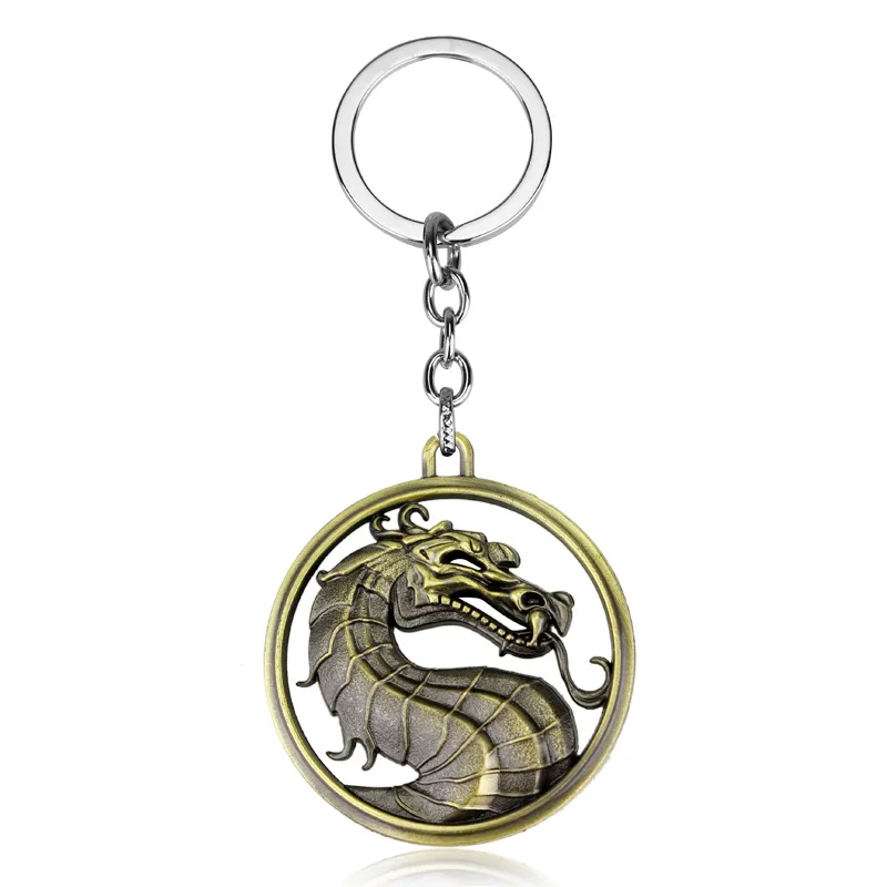 Mortal Kombat Logo Dragon Metal Key Chains Arcade Game Jewelry Pendant Cosplay Costumes DIY Props Kids Toys for Halloween Party