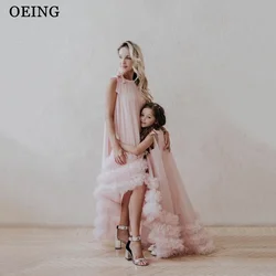 OEING Mother And Daughter Tulle Prom Dresses Simple Ruffles Tiered Short Front Long Back Party Gowns Photography Event Dress