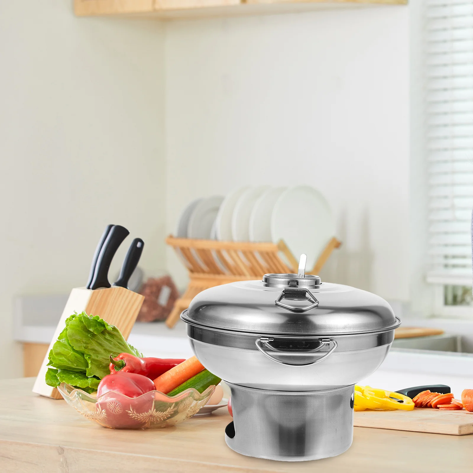 

Stainless Steel Portable Double Handle Hot Pot Household Cooking Pan Alcohol Stove Kitchen Outdoor Durable Energy Saving