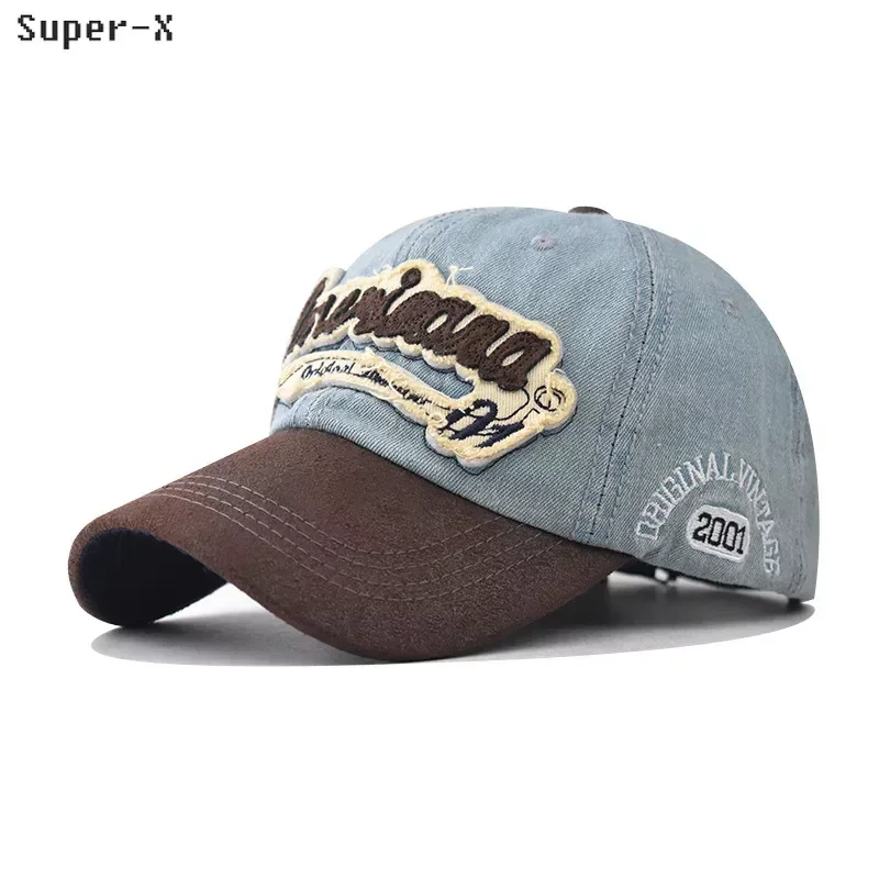 

Letters Embroidery Baseball Cap for Men Women Y2K Distressed Denim Caps Unisex Style Trucker Hats
