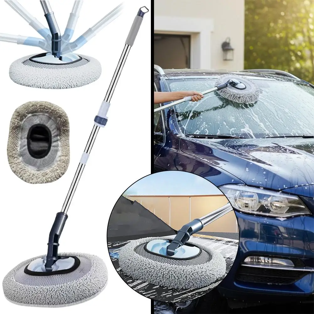 Teleskopstiel-Autoreinigungsbürste, Mehrzweck-Autoreinigungsmop mit langem Stiel, universeller Fensterreinigungsmop, Besen fürs Auto – Detail 4