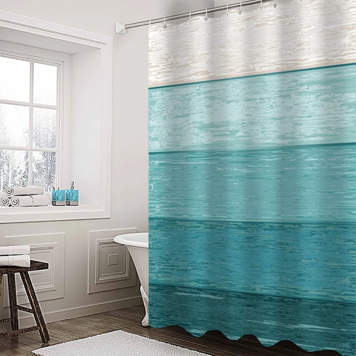 أنماط الحبوب الخشبية الحديثة دش الستار قابل للغسل الأوساخ مقاومة دش رئيس مقاوم للماء البوليستر ستارة حمام للديكور المنزل #3