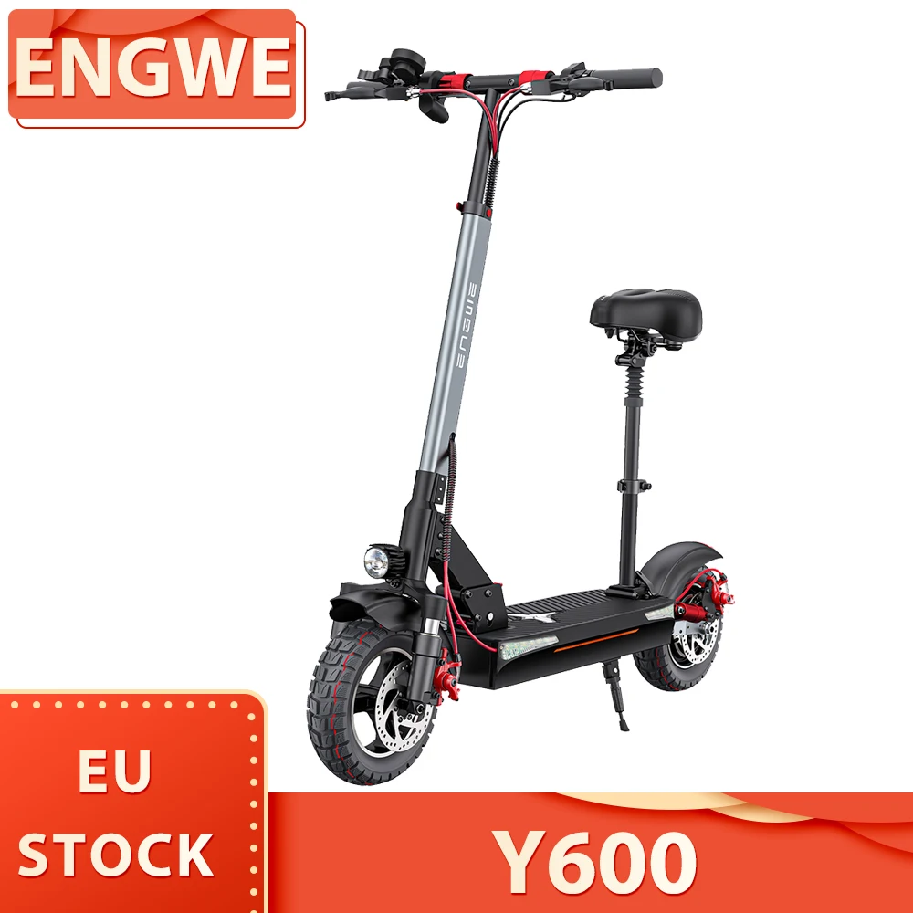 ENGWE Y600 Electric Scooter 600W Motor 48V 18.2Ah Battery 10 inch Fat Tires 25km/h Max Speed 70km Range Mechanical Disc Brake