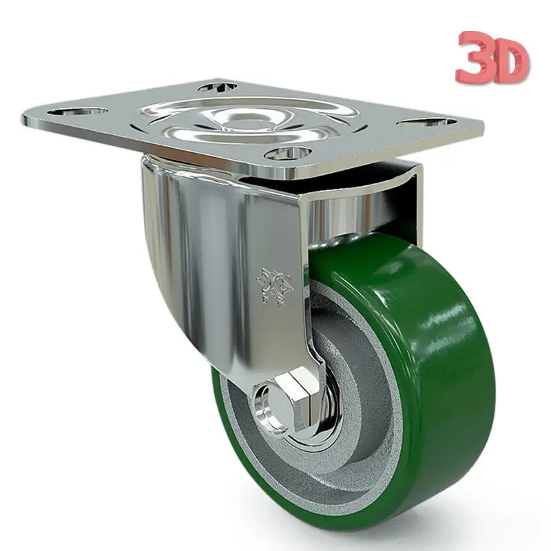 

1 Pc 3-inch Medium-sized Cast Iron Pu/polyurethane Casters/cabinet Chassis Universal Wheels/industrial Casters