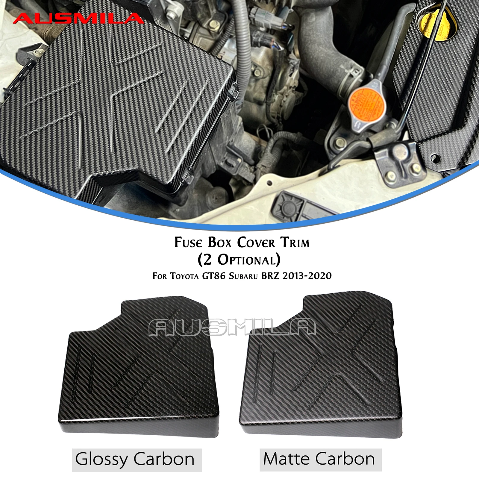 

1pc Carbon Fiber Car Fuse Box Cover Trim Bonnet Hood Protector For Subaru BRZ Toyota GT86 2013-2020