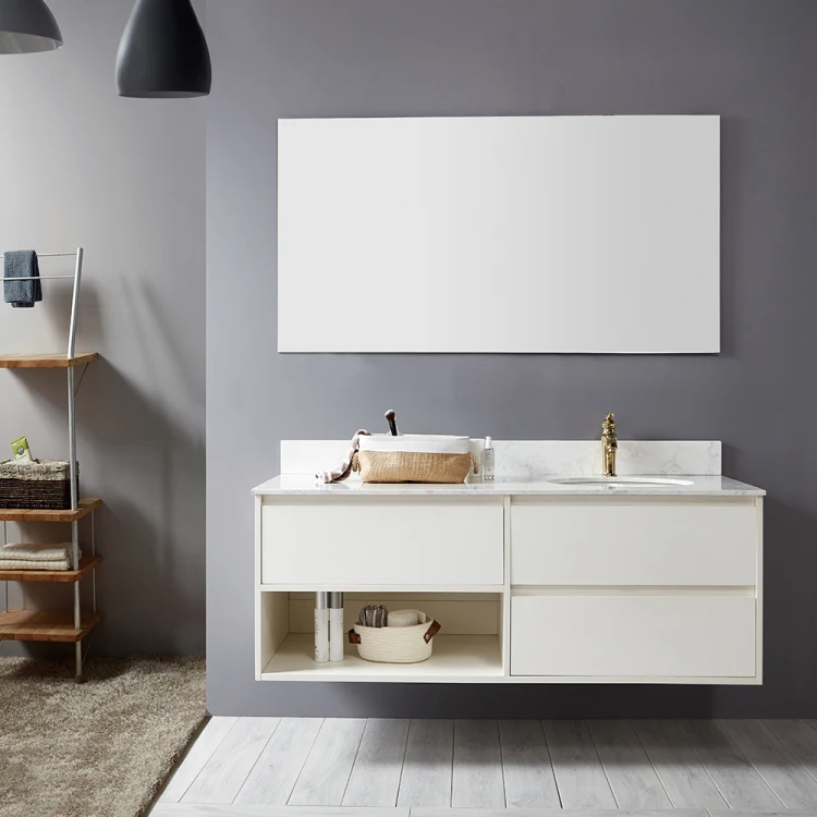 New Design Single White Wall Hung Mounted Vanities Ceramic Hand Bathroom Wash Basin Cabinet