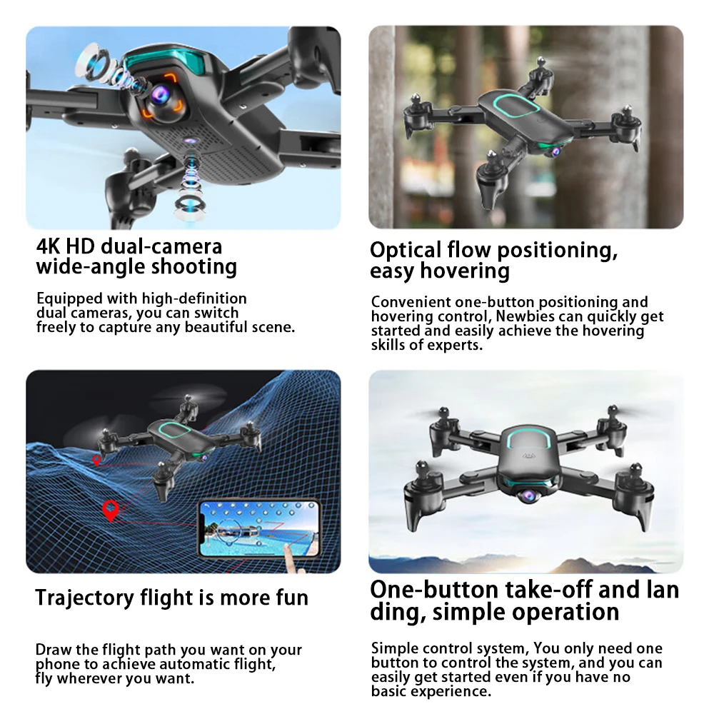 FoldableDrone With Camera, Suitable For Children And Adults, Equipped With 1080P FPV Camera, Upgraded Height Hold, Gesture Self