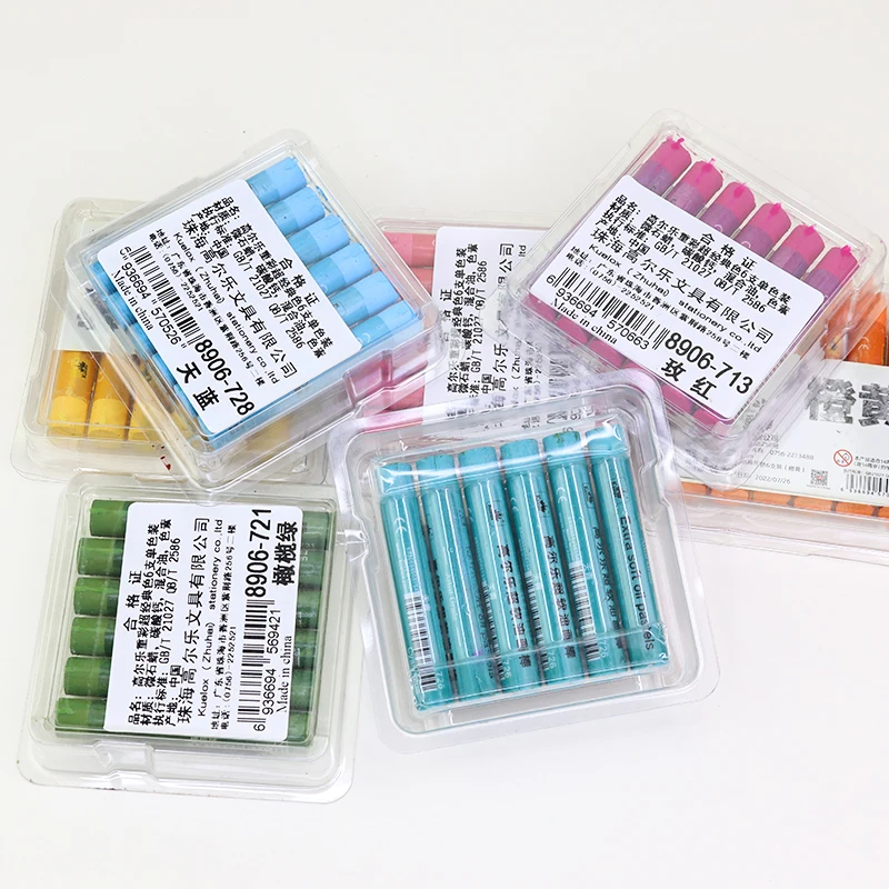 Kuelox 6Pcs Heavy Color Oil Pastel Non-Toxic Crayon Painting Graffiti Crayon Artist Students Drawing Art Supplies 8906