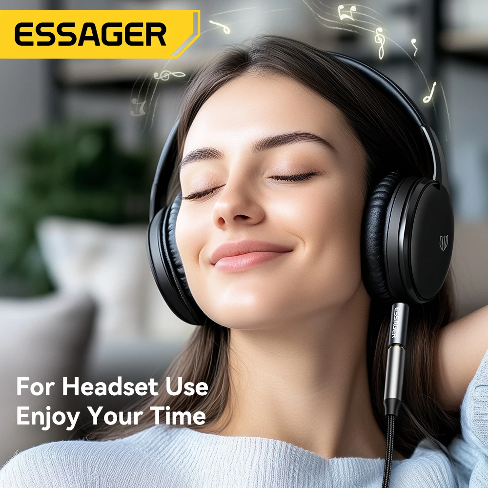 Essager 3.5 مللي متر ذكر إلى ذكر جاك محول الصوت للهاتف المحمول سماعة سيارة MP3 المتكلم أجهزة الكمبيوتر المحمولة أقراص ستيريو وصلة مرفاع #5