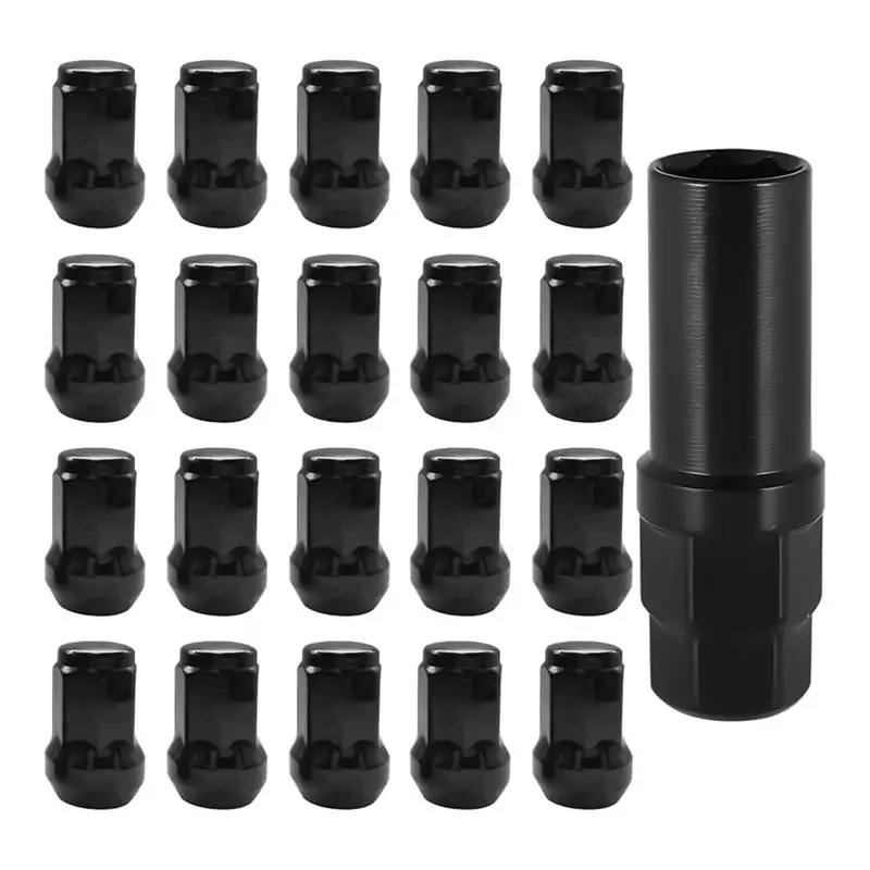 

Superior-Car Wheel Lug Nuts,20PCS Chrome Aftermarket Closed End Duplex 6 Spline Lugnut With 1 Key,Fuel Rim Lug For Vehicle