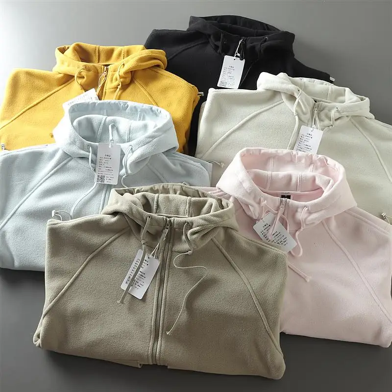 

Утепленная флисовая куртка для пар на осень-зиму, теплая, с капюшоном, модная, с цветными вставками, на молнии, для мужчин и женщин