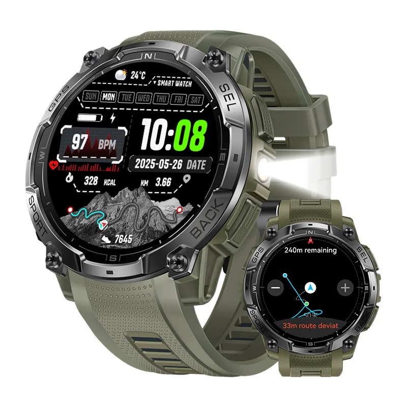 LIGE GPS Tracker Men Smart Watch AMOLED Display Built-in AGPS Bluetooth Phone Call 530mAh 3ATM Waterproof Swim Sports Smartwatch