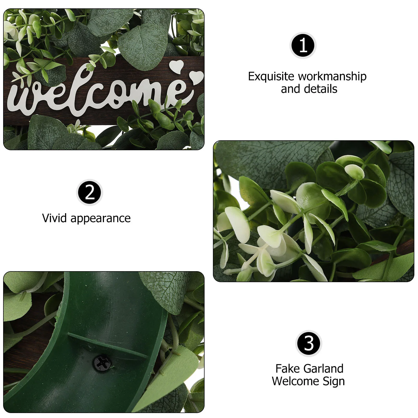 

Fake Eucalyptus Garland Artificial Wreath Welcome Door Sign Delicate Hanging Party Decoration Fake Garland Welcome Sign