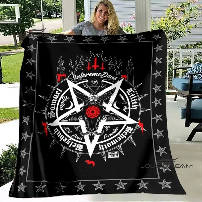 Devil Satan Blanket Goat Baphomet Lucifer Pagan Sacrifice Throw Blanket Halloween Bedroom Sofa Travel Camping Warm Blanket