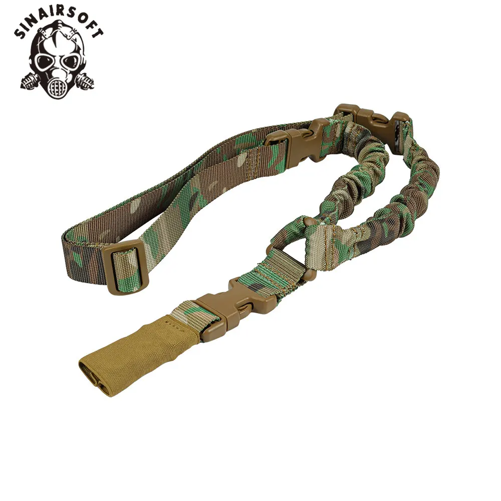 Tactical Rifle Sling Single Point Nylon Adjustable Gun Shoulder Straps with Metal Hooks for Men Outdoors Combat Hunting Shooting