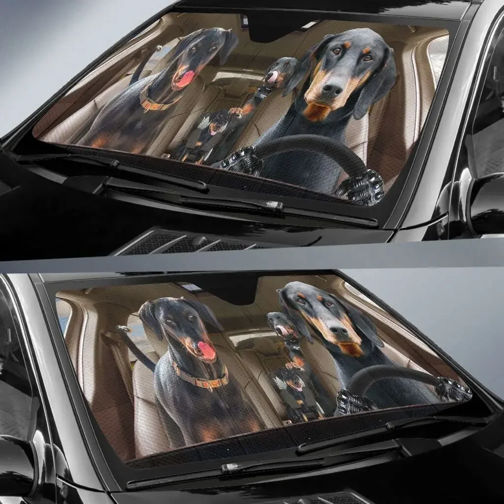 Dobermann Team Bestie Driving Sunshade for Car Windshield, Dog Lovers Gifts, Havanese Mom Gifts, Uv Protector Front Window Sun C