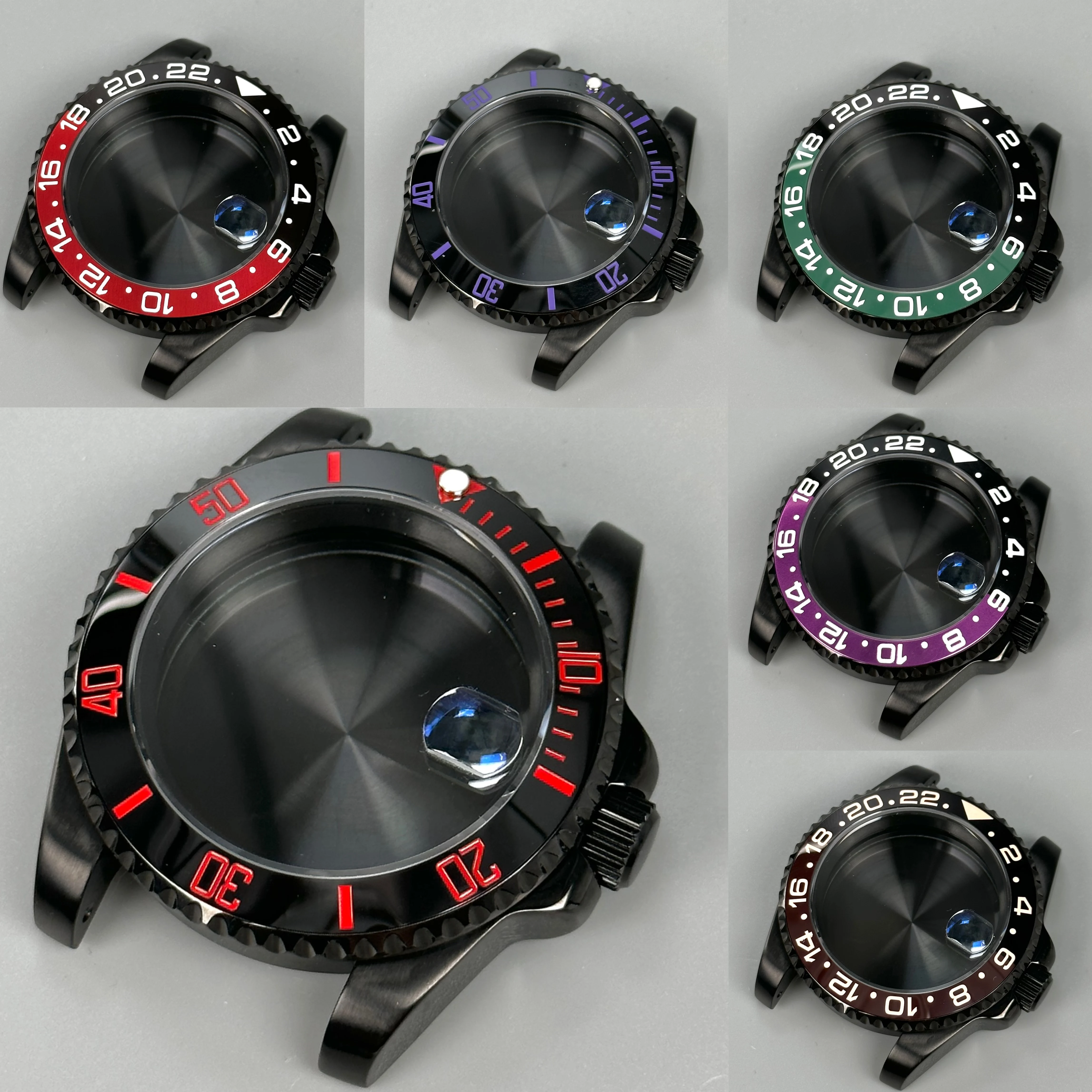 NH35 40mm Dive Black Men's Watch Case 120 Clicks Sapphire Glass SUB/GMT Bracelet Fit  NH34 NH35 NH36 Movement