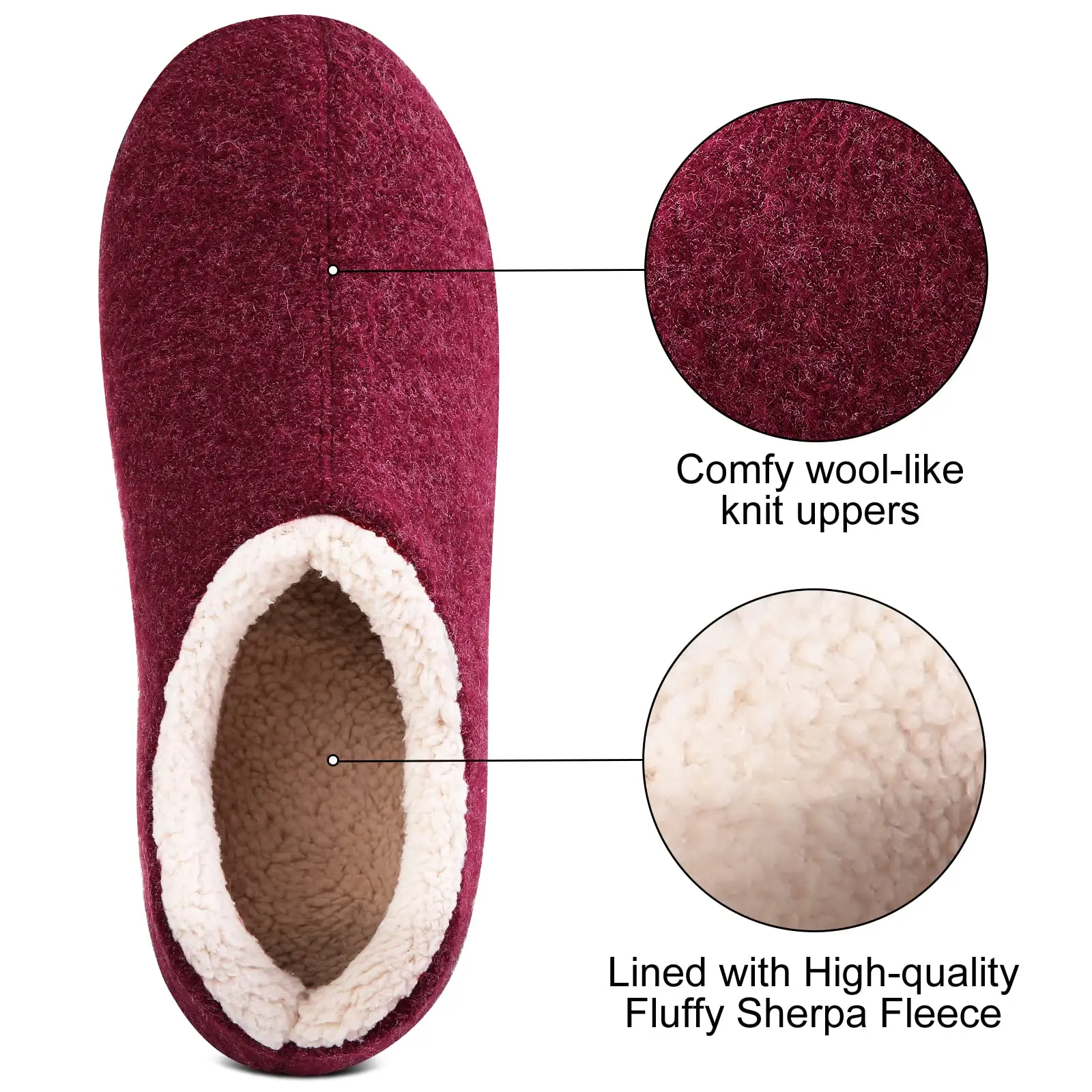 Shevalues Damen Winter Baumwollschuhe Warme Fleece-Gefütterte Indoor-Outdoor Fell-Hausschuhe Rutschfeste Gummisohlen Herren Flauschige Hausschuhe – Detail 10