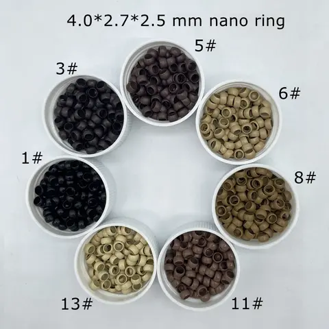 나노 링 헤어 익스텐션용 구리 마이크로 비즈, 블랙 나노 마이크로 링, 7 색 재고, 4.0*2.7*2.5mm, 3000 개/로트