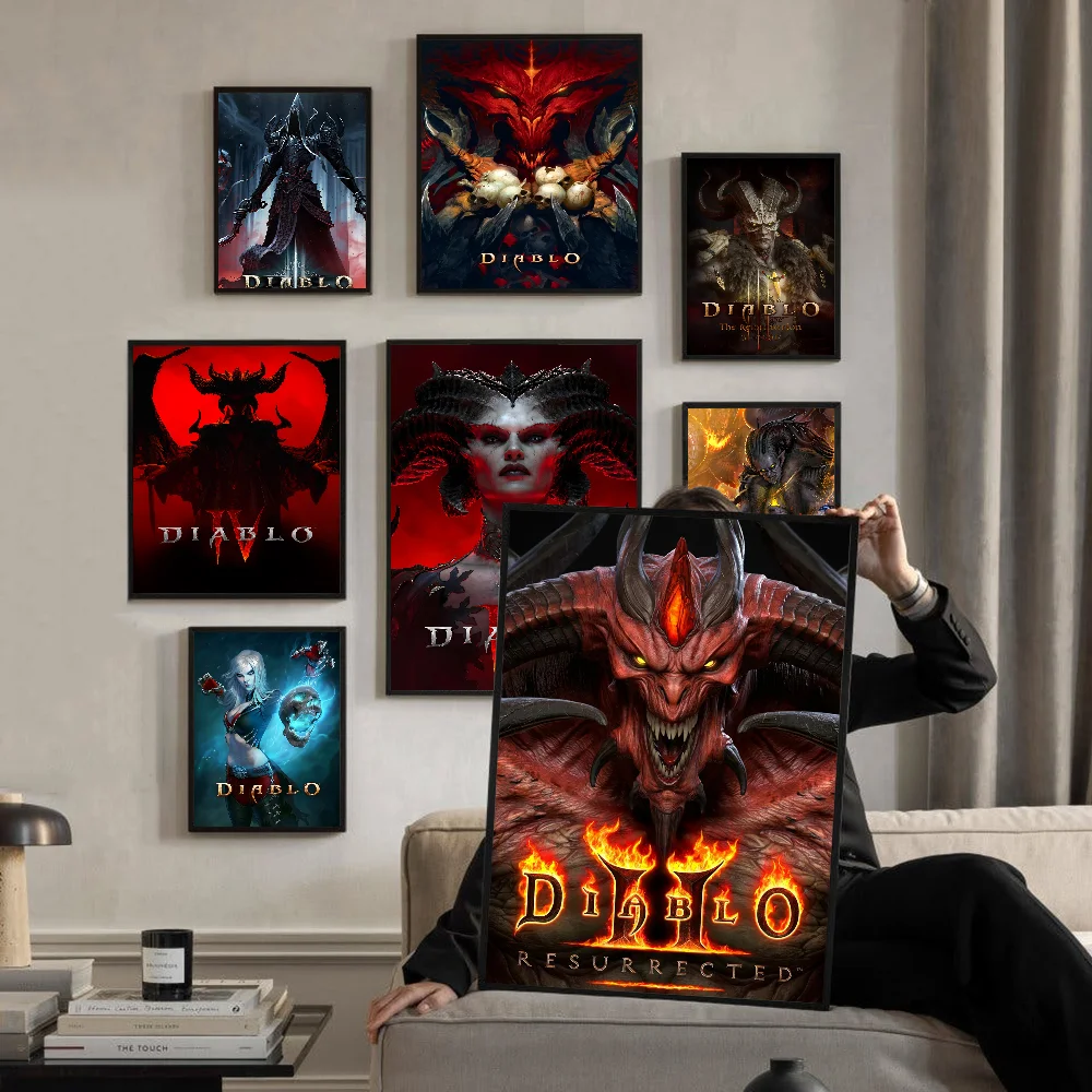 RPG Game D-Diablo 4 DIY Sticky Poster Vintage Room Bar Cafe Decor Home Decor