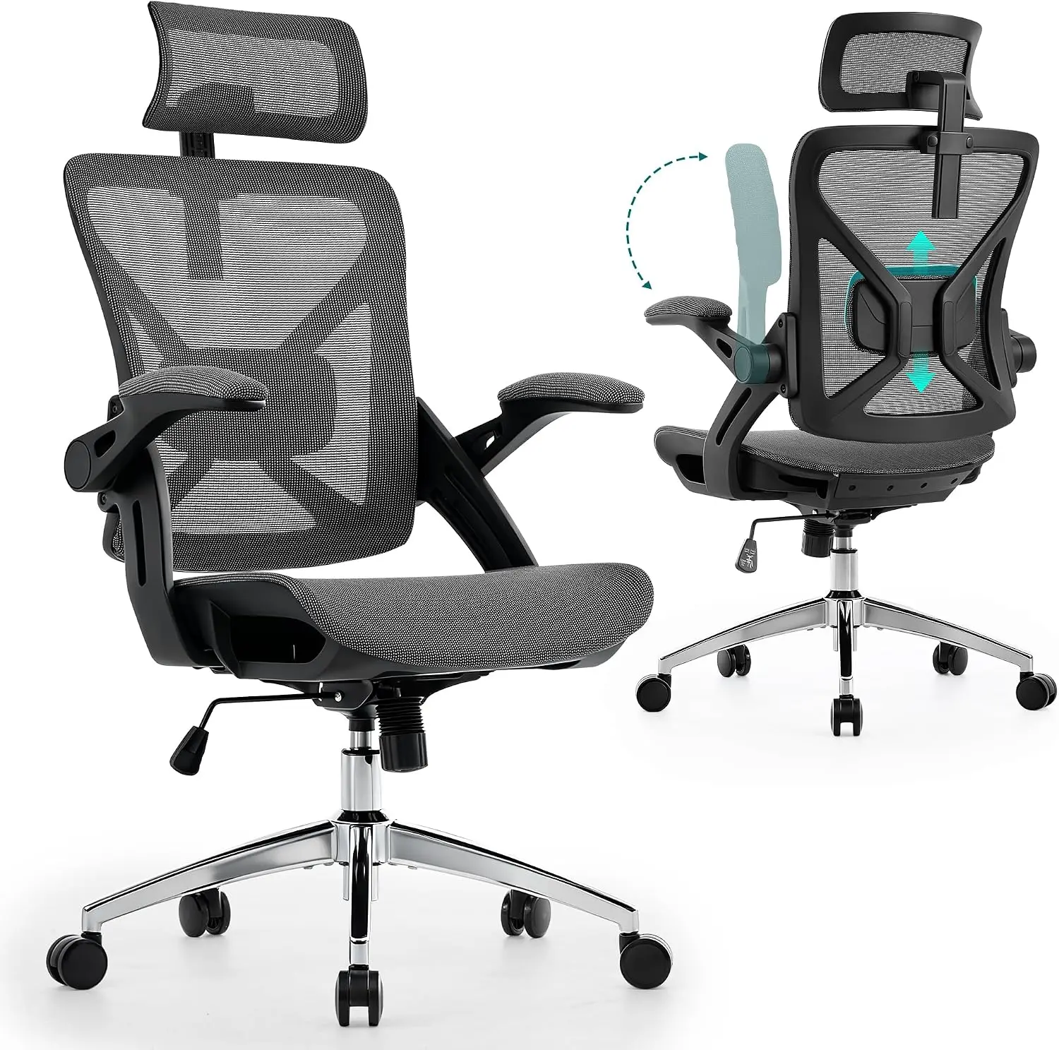 Executive Office Chairs Gaming Chairs with Headrest Lumbar,Grey
