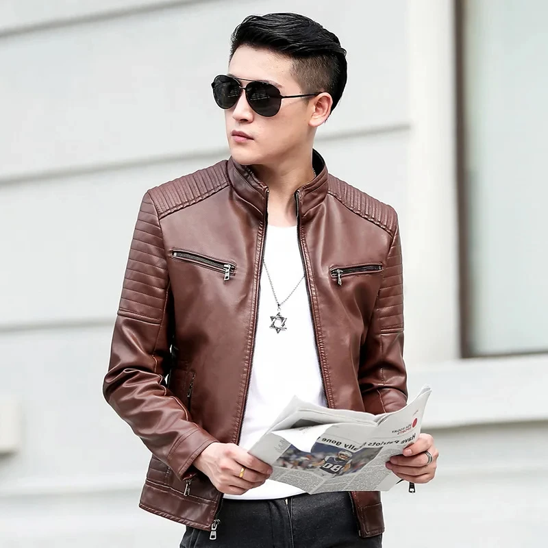 

Casual PU Leather Motorcycle Jackets Male Spring Autumn Winter Classical Clothes For Men Windbreaker MotoBiker leather Jacke