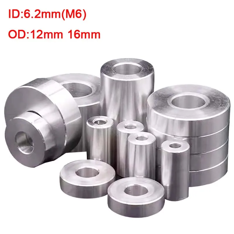 M6 Aluminum Alloy Bushing Gasket 10Pcs No Thread Flat Washer Dia 12 16mm Round Hollow Standoff Spacer for RC Model Car Parts