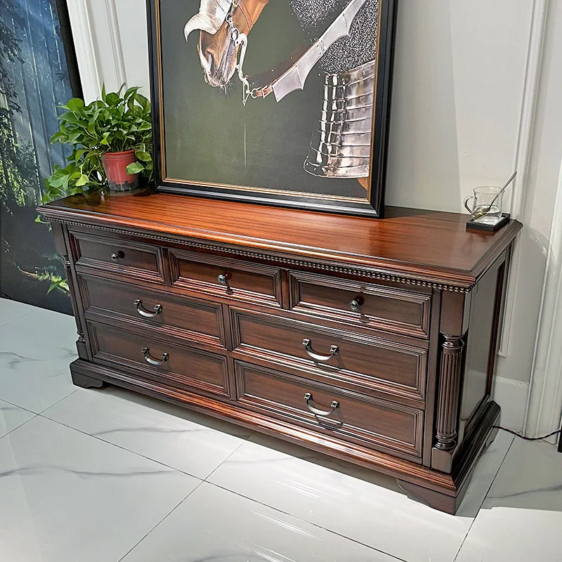 

Black walnut seven-chest cabinet simple living room full solid wood bucket cabinet locker bedroom storage cabinet classical