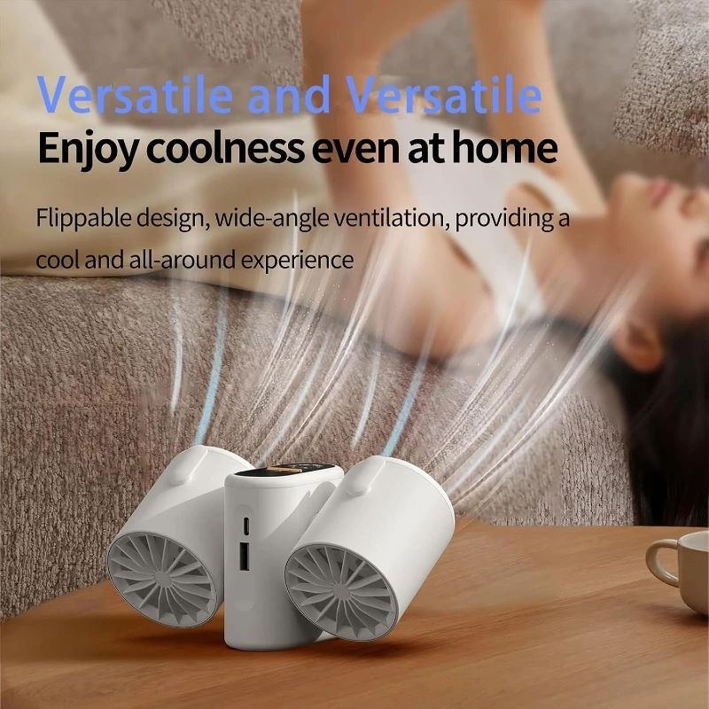 

Fan Dual-Head Fast Cooling Battery Turbine Waist Portable for Hiking/Camping/Car Heatproof LED Light Emergency Charging