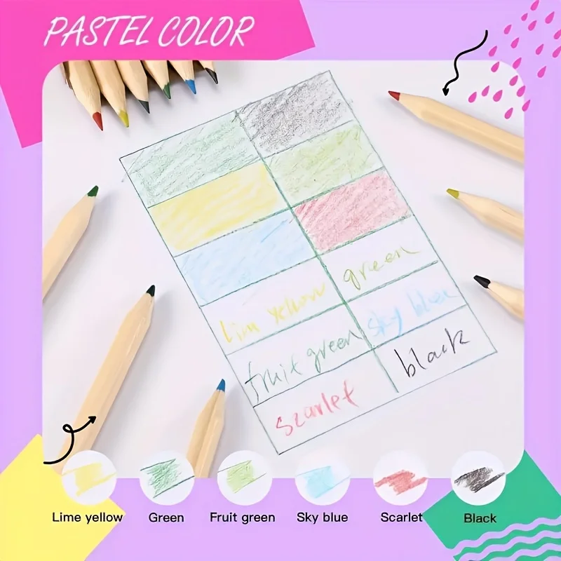 36/12pcs 8.8CM Mini Colored Pencil Kawaii Kids Children Small Draw Pen Cute Wooden Colored Pencil Set for School Supplies Gift image 3