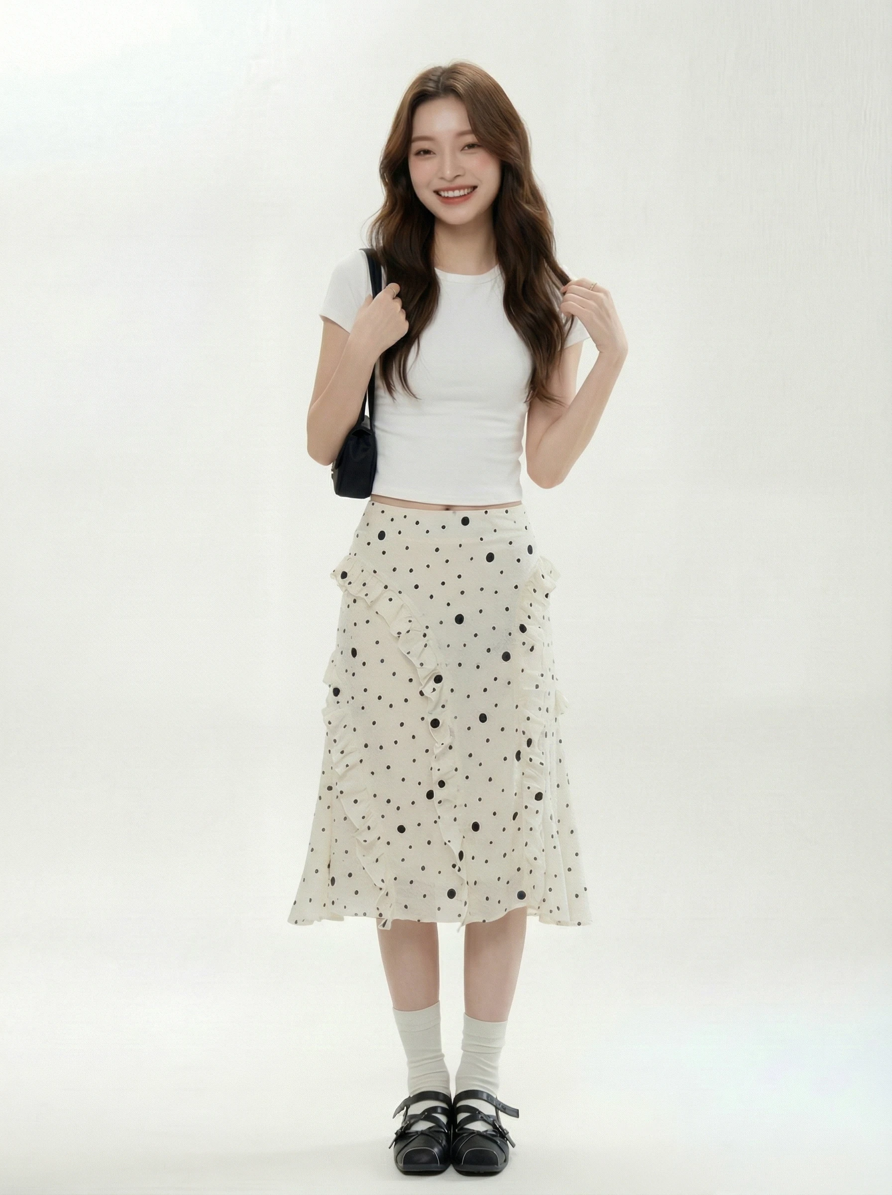 

Ultra Good Fit Short Sleeve T-Shirt And Skirt Set Women's Summer Fashion High Waist A-Line Skirt Commute Style Korean Version