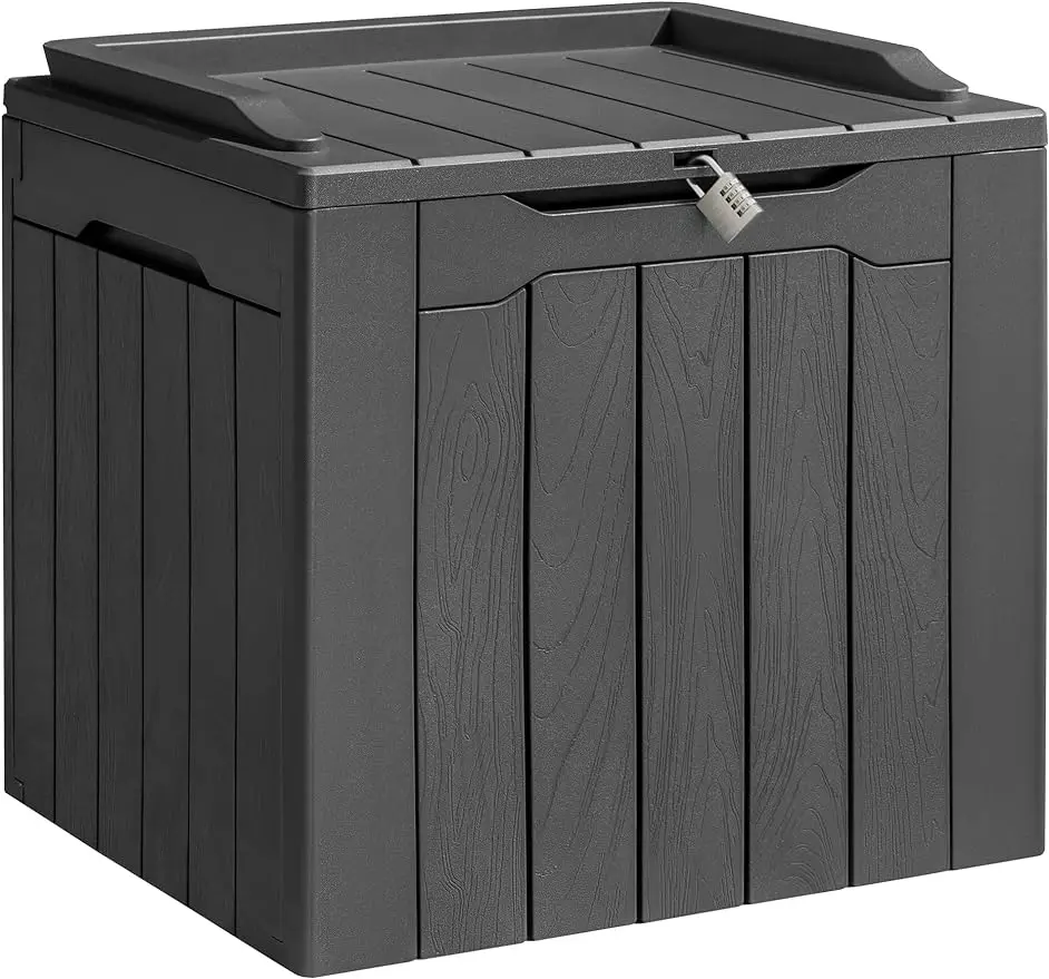 

31 Gallon Resin Deck Box Waterproof Outdoor Storage with Padlock Indoor Outdoor Organization and Storage Container