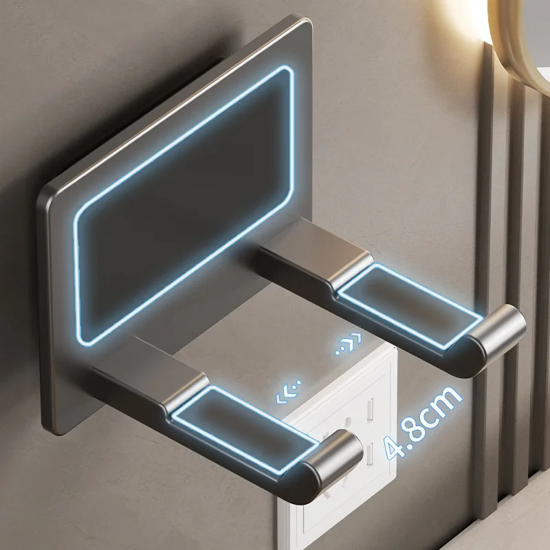 رف تخزين مجفف الشعر دون اللكم، شماعة مجفف الشعر في الحمام، رف تخزين متعدد الوظائف #5