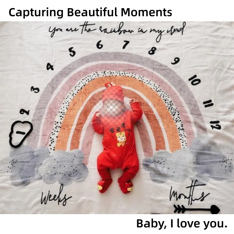 1pc Baby Boy and Baby Girl Face Towel Milestone Photo Blanket Photo Props Growing Up Memorial Blanket