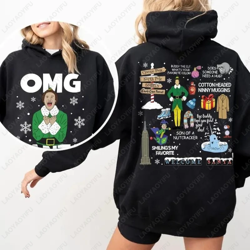 OMG Buddy The Elf Weihnachts-Sweatshirt, Elfen-Film, Vintage-Zitate, Weihnachten, Unisex, Hoodies, klassischer Film, 90er-Jahre-Pullover, Weihnachtsgeschenke