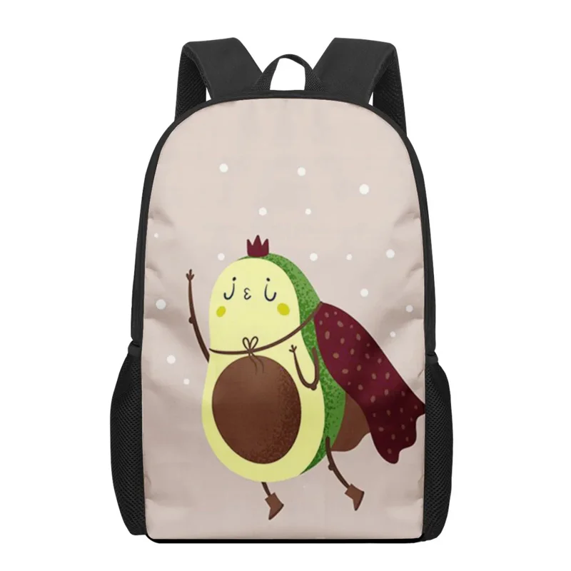 Cartoon Cute Avocado Print Boys Girls School Bag Students Book Bag Teenager Casual Storage Backpacks Woman Men Travel Rucksacks