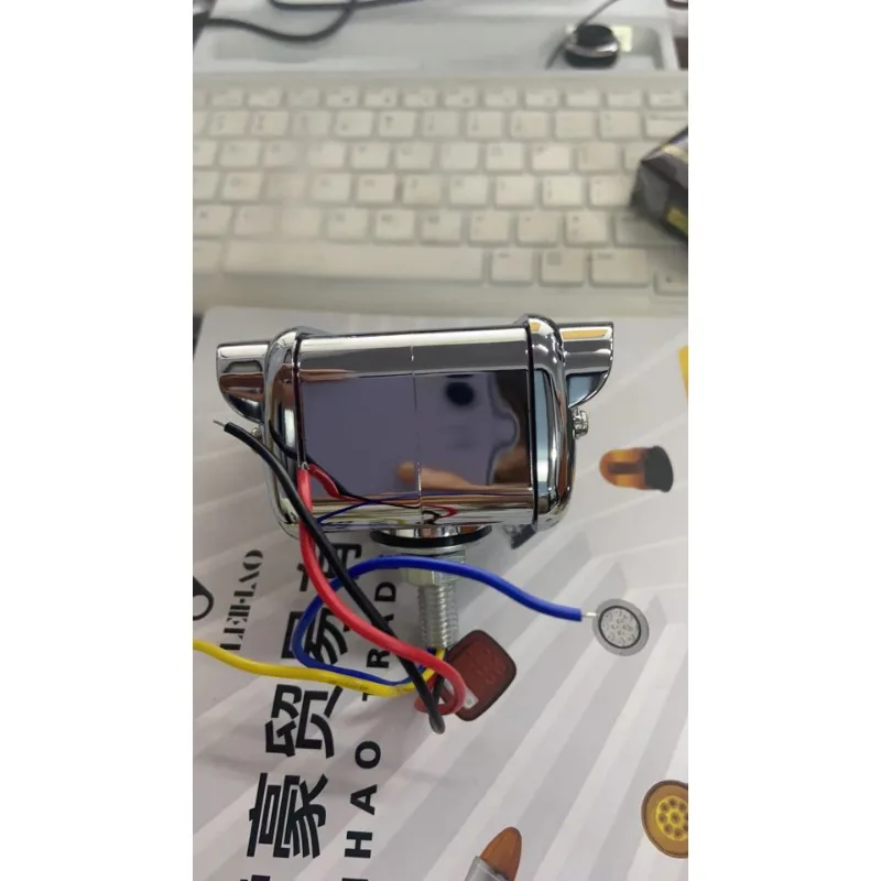 Amber Red Square Flash Chrome Neon Double Sided Marked Side Light with Stud Mount, 28 Light Emitting Diodes Stop Steering