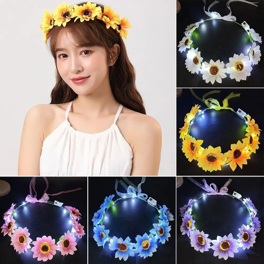 

Hair Ornaments Women Girls Christmas Party Decoration Glowing LED Wreath Light Up Headband Halloween Crown Flower